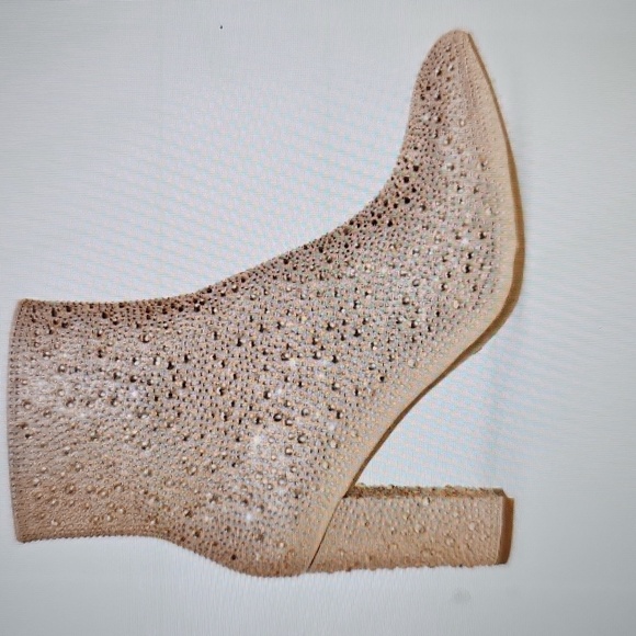 NIB TOP MODA SHOES Brazil Pointy Toe Boot Side Zip Rose Gold Glitter 3.5" Heel 7 - Picture 10 of 12